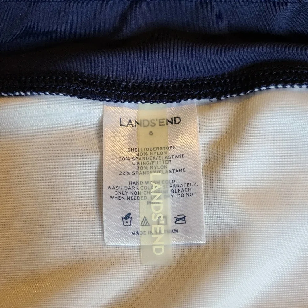 Lands End 2 Piece Tankini Blue and White Floral Size 8 - Picture 7 of 15